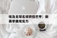 关于埃及足球名将转投巴甲：新赛季展现实力的信息